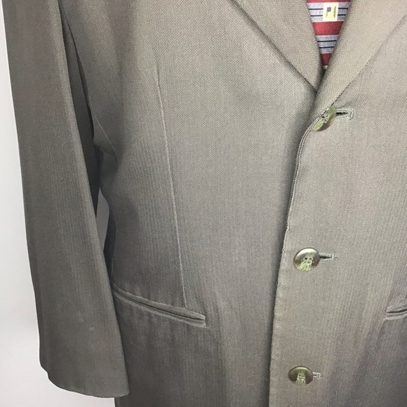 Vintage Cypress Grove Olive/Gray silk three button lined ventless blazer. Small - Picture 2 of 12